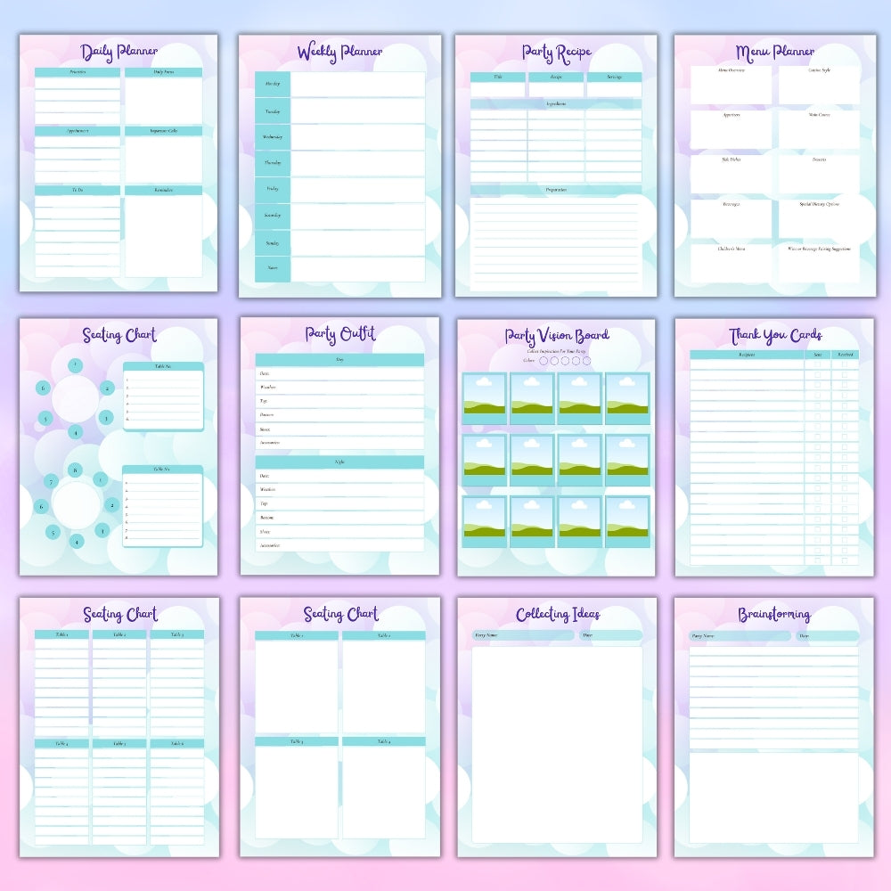 PLR Green Event & Party Planner | Editable Party Planning Templates
