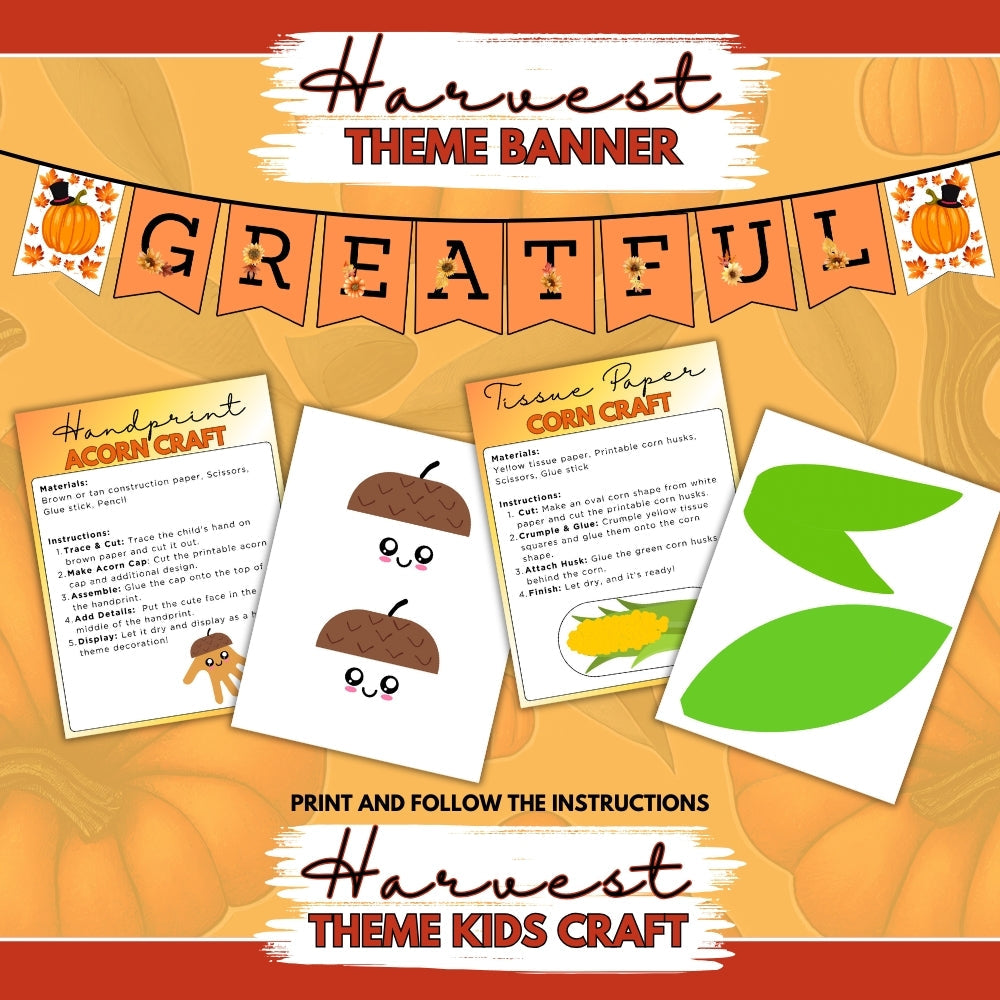 Printable Harvest Theme Bundle – 60 Fall Party Pages