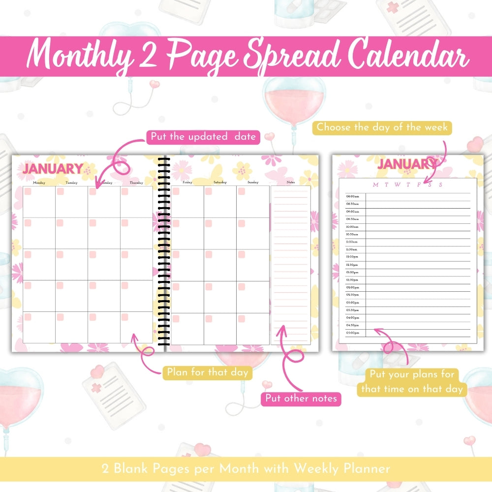 PLR Pink Healthcare Worker/Nurse Planner | Editable Organizer Templates