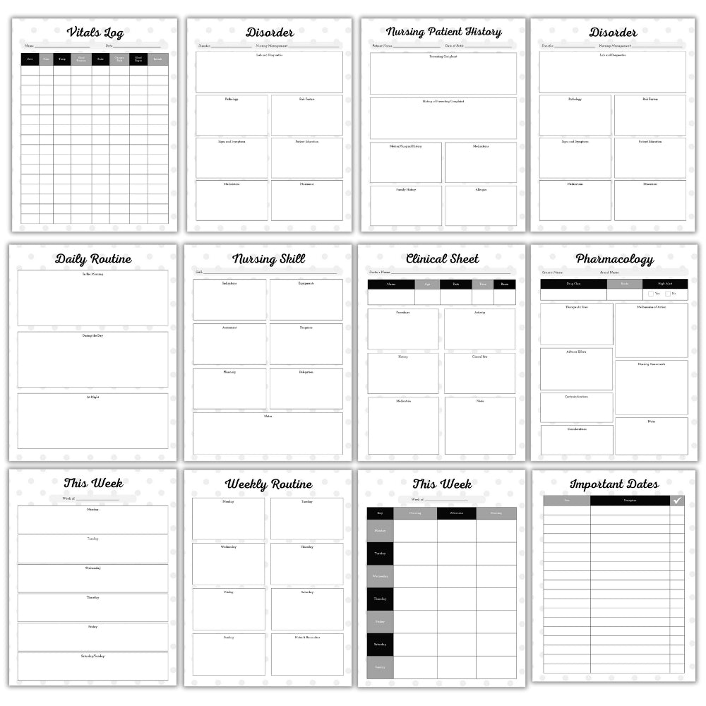 PLR Black & White Healthcare Worker/Nurse Planner | Editable Templates