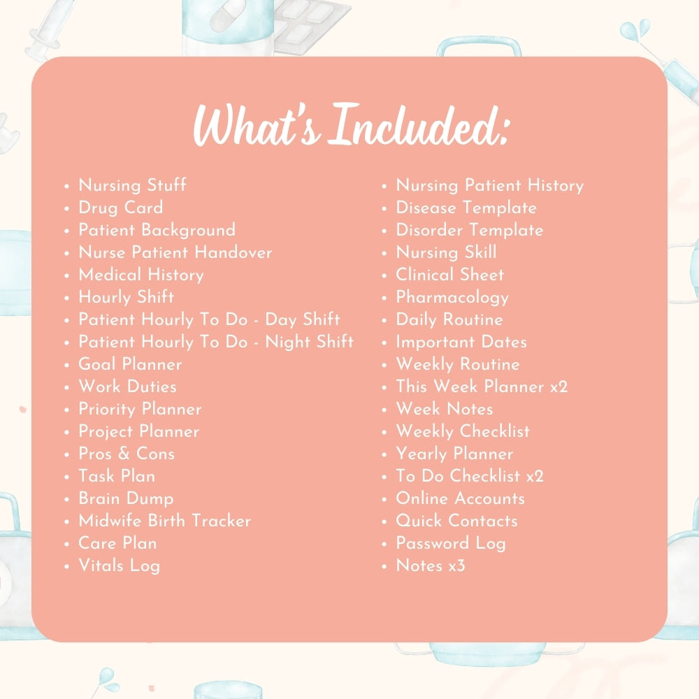 PLR Nurse Planner | Peach Editable Healthcare Worker Templates