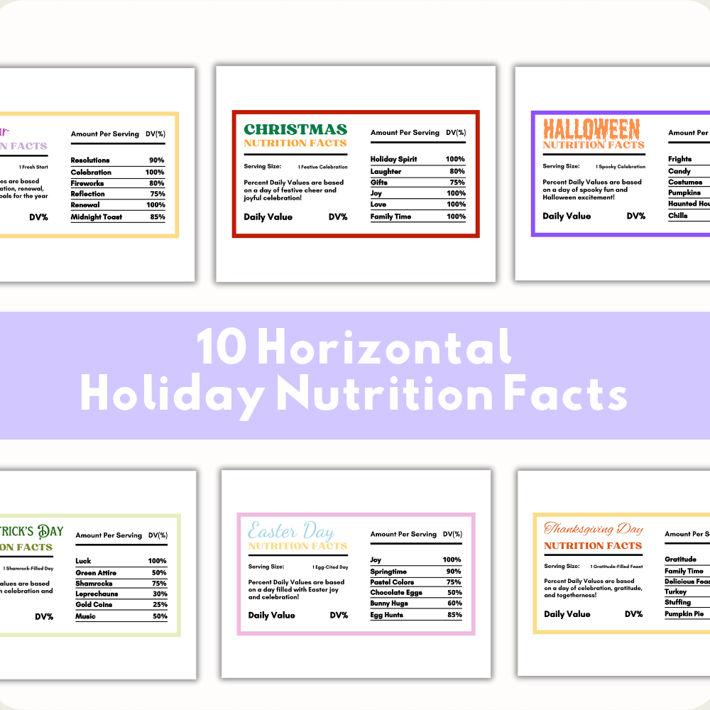 Holiday Nutritional Fact Labels – 10 Festive Designs
