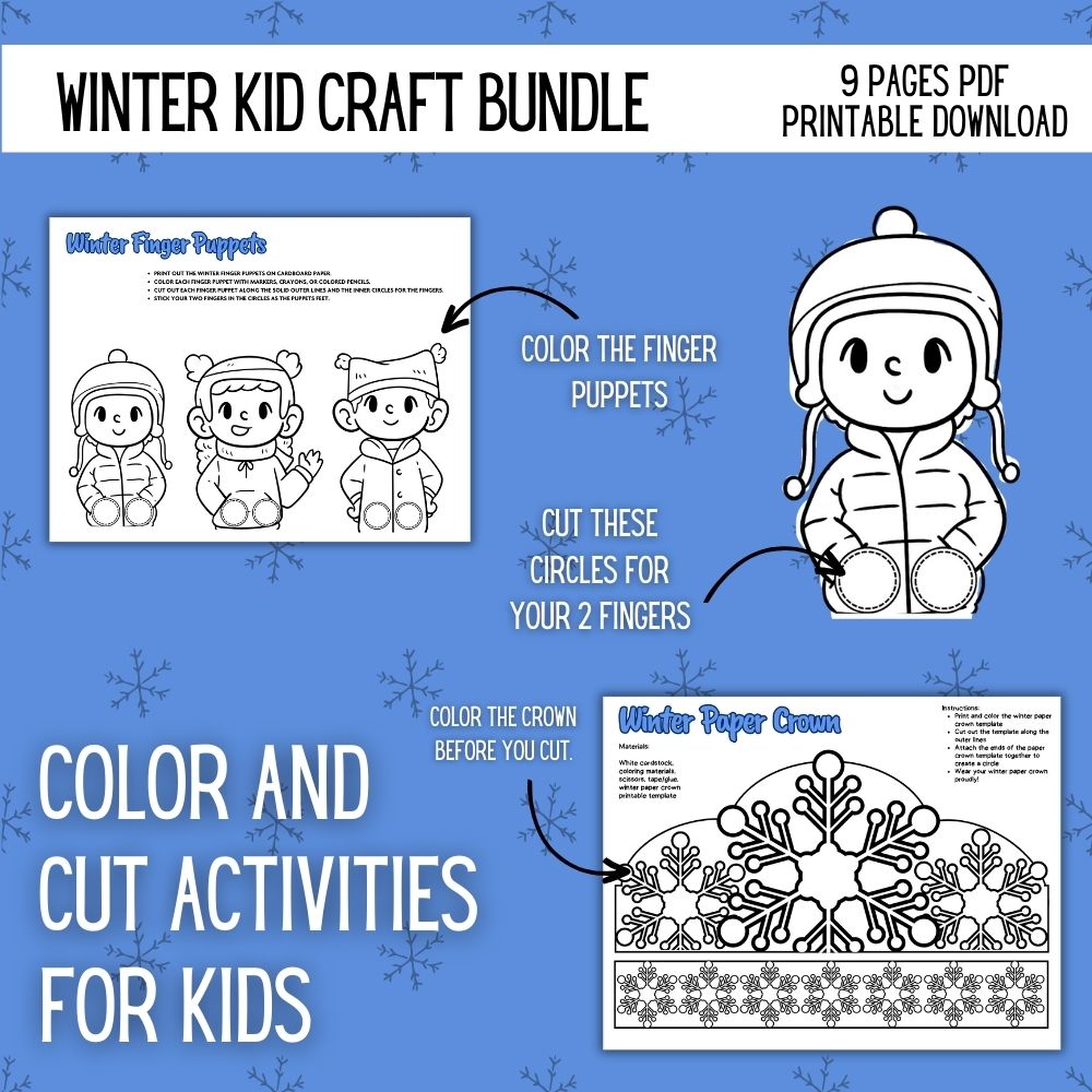 Winter Kid Craft Bundle – 9 Fun Printable Activities