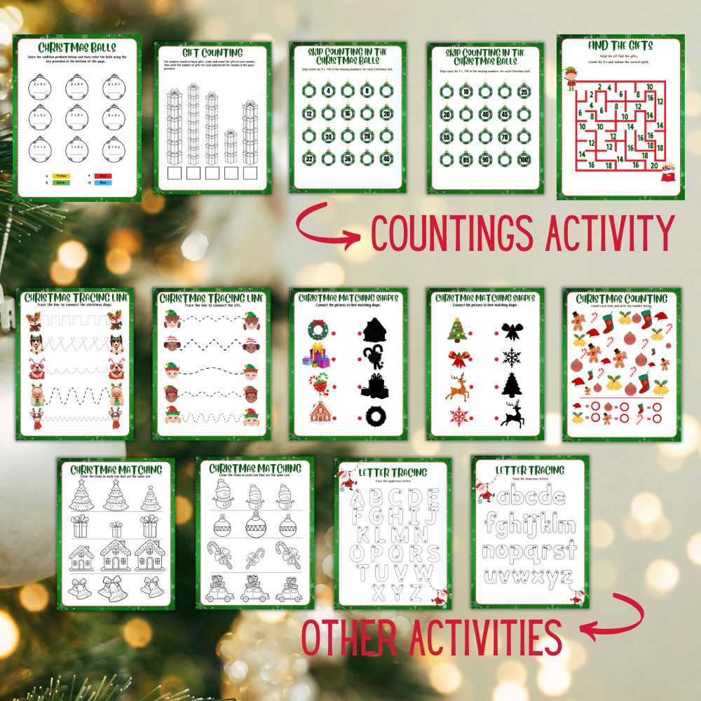 Kids Christmas Activity Workbook – 30 Fun Holiday Printables