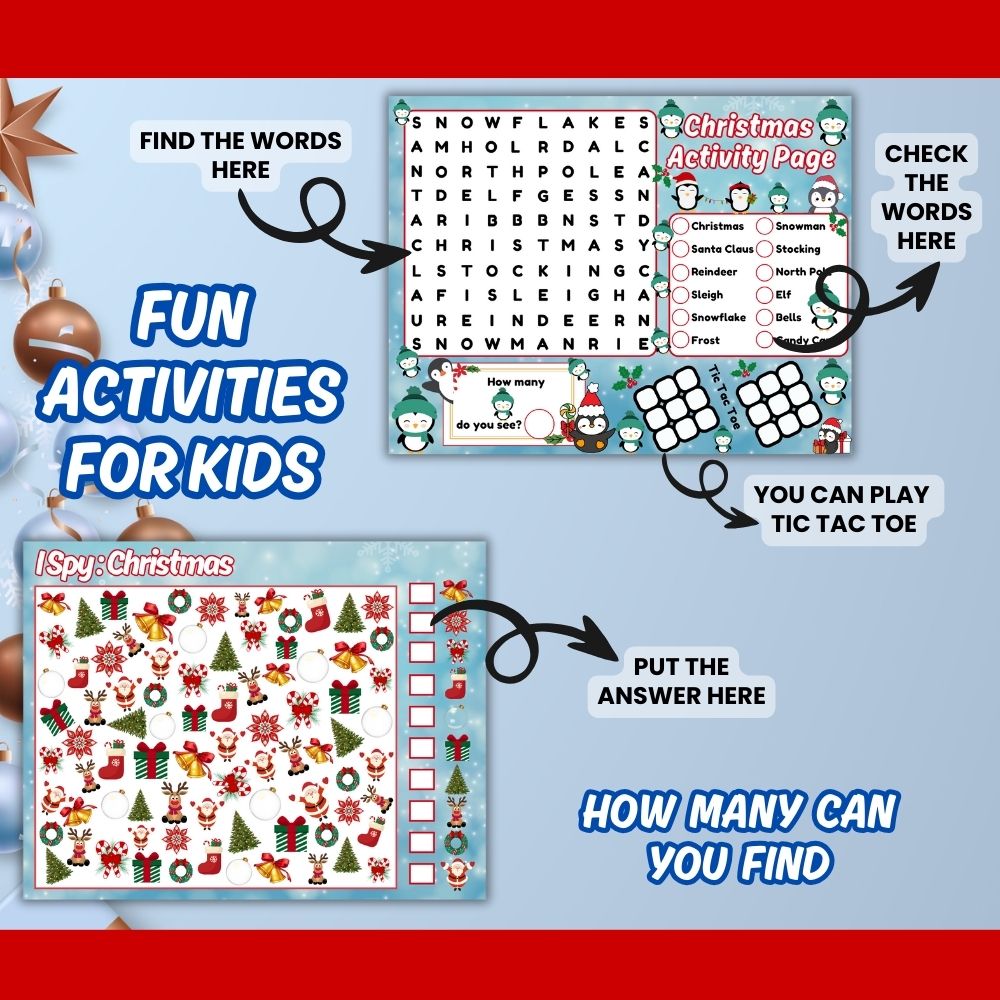 Printable Christmas Kid Craft Bundle – 10 Festive Pages