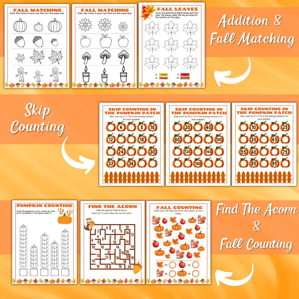 Kids Fall Activity Book – 60 Printable Fun Pages