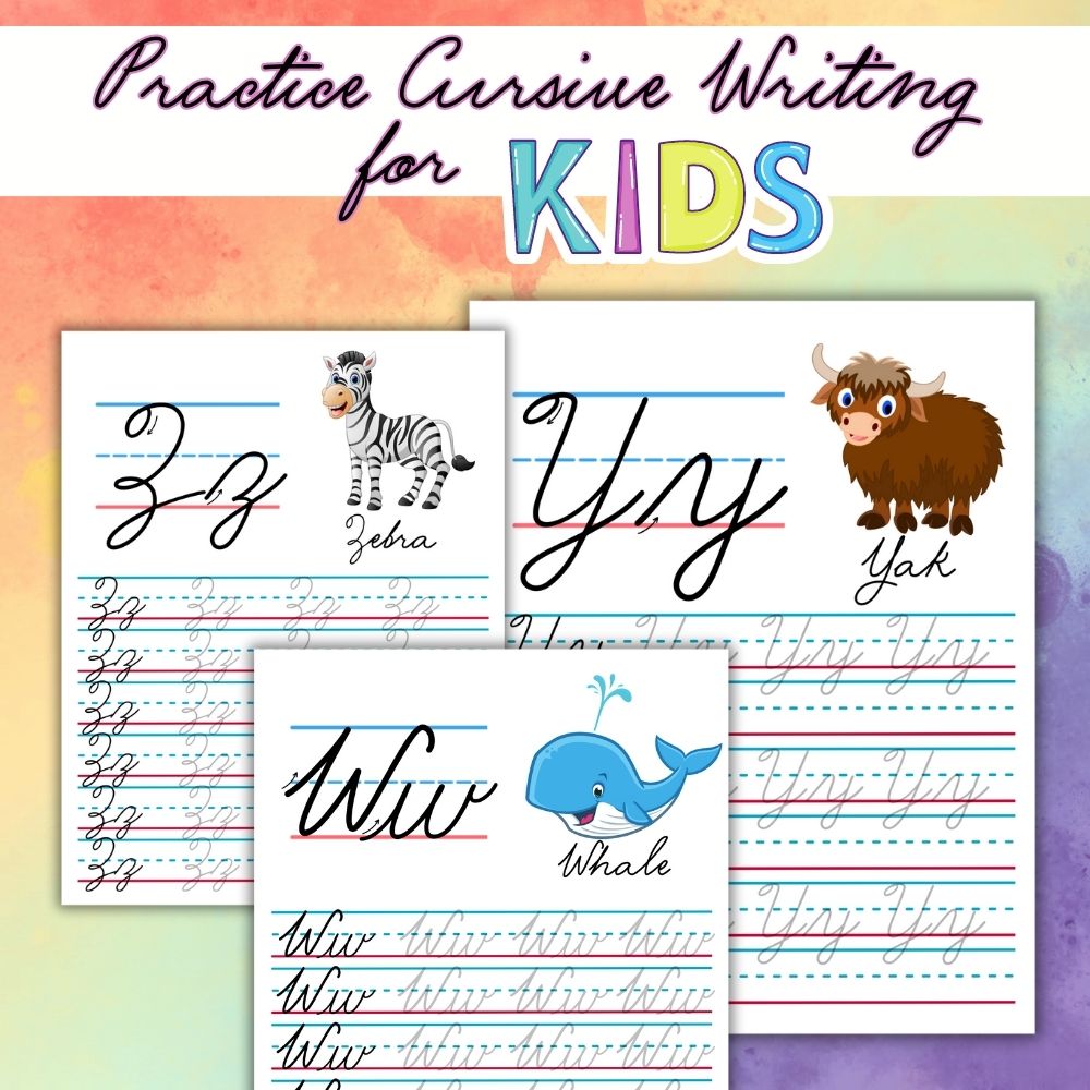Cursive Writing Practice Worksheets for Kids A–Z