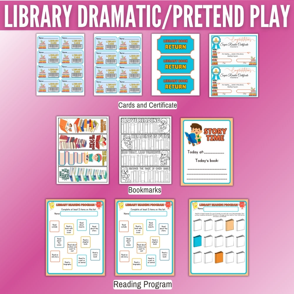 Library Pretend Play Printables – 22 Page Activity Set