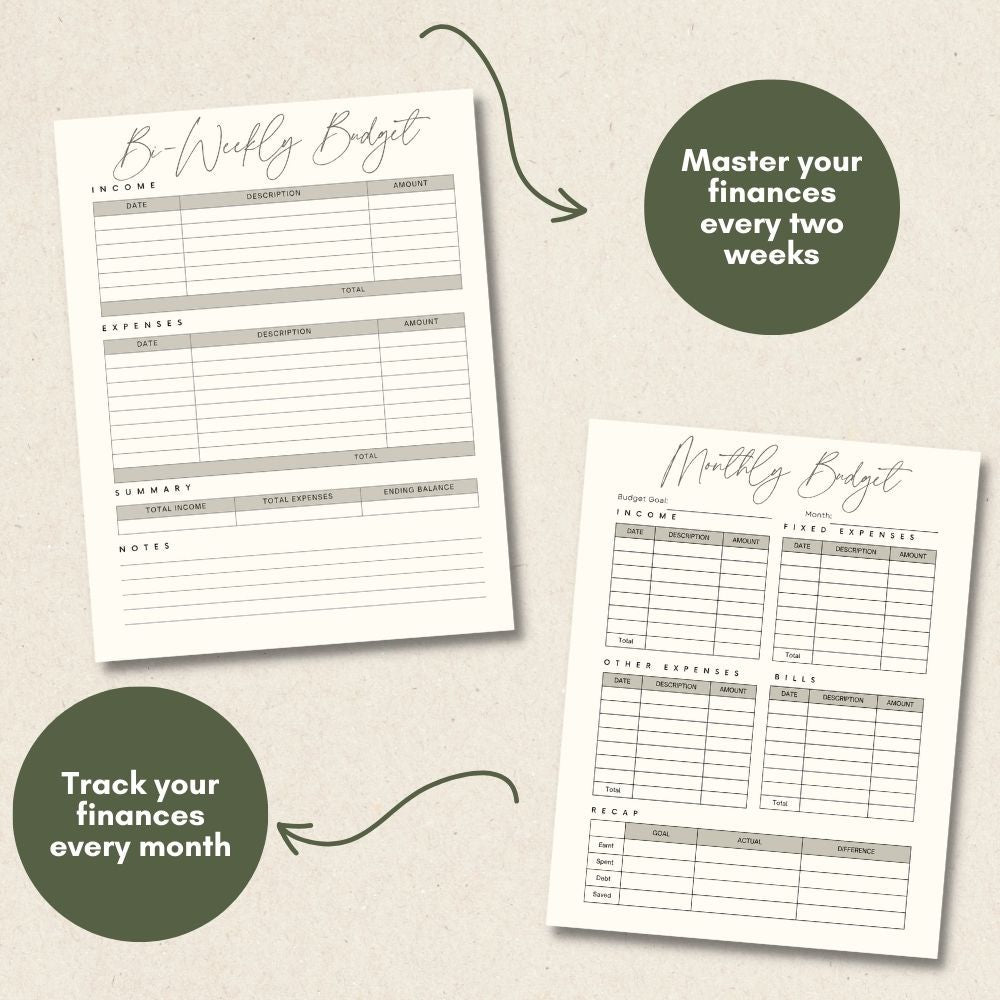 PLR Personal Finance Planner | Minimalist Editable Budget Templates