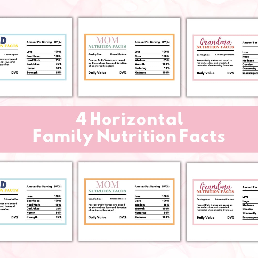 Family Nutritional Fact Labels – Fun Printable Pack
