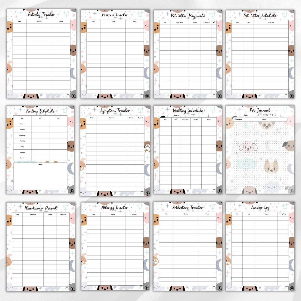PLR Dog Care Planner | Pastel Editable Pet Care Templates