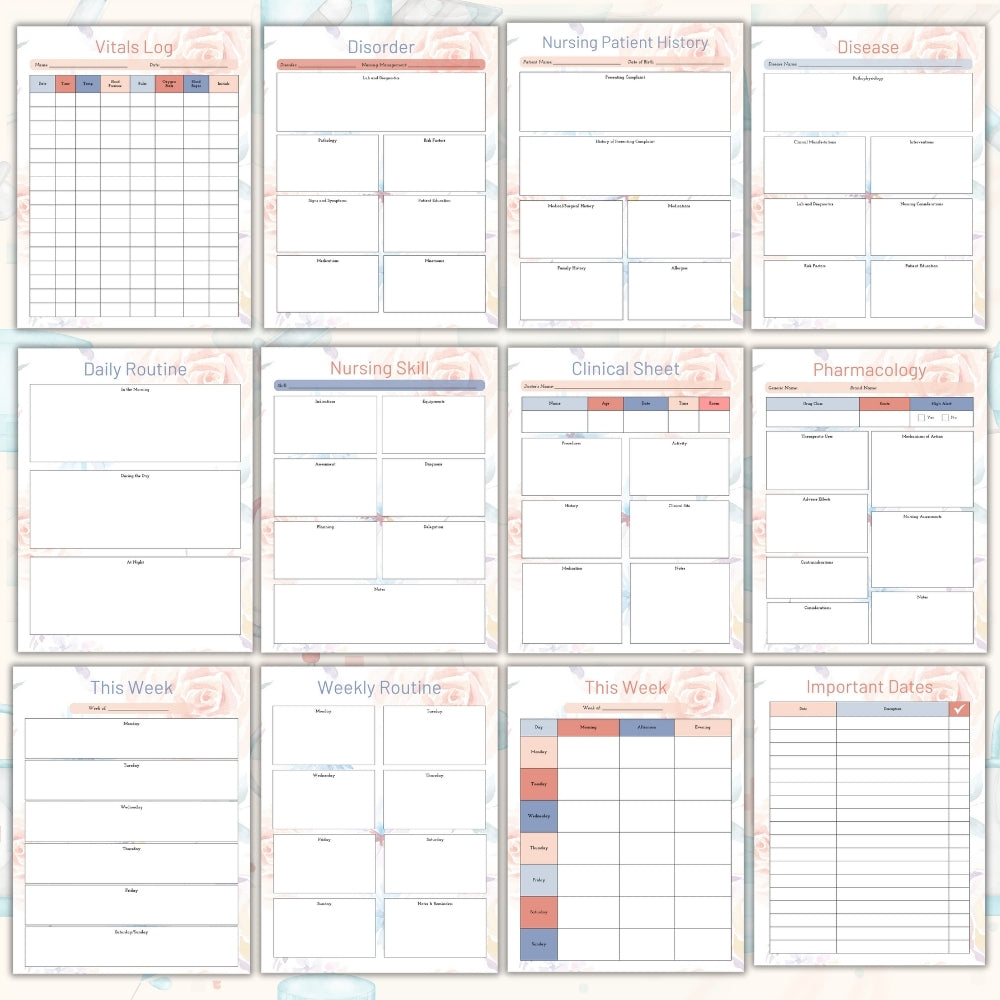 PLR Nurse Planner | Peach Editable Healthcare Worker Templates