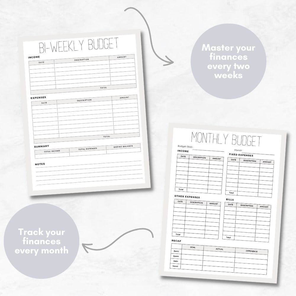 Black & White Personal Finance Planner