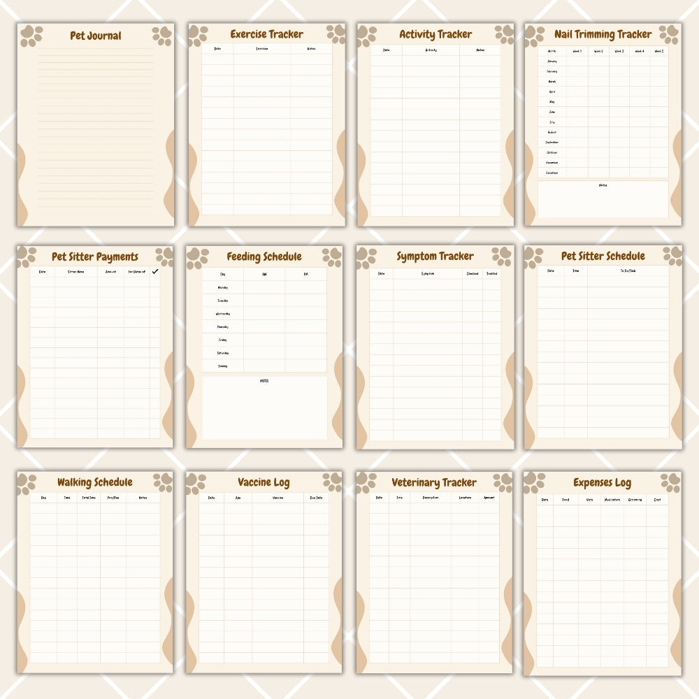 PLR Pet Planner | Editable Pet Care & Organizer Templates