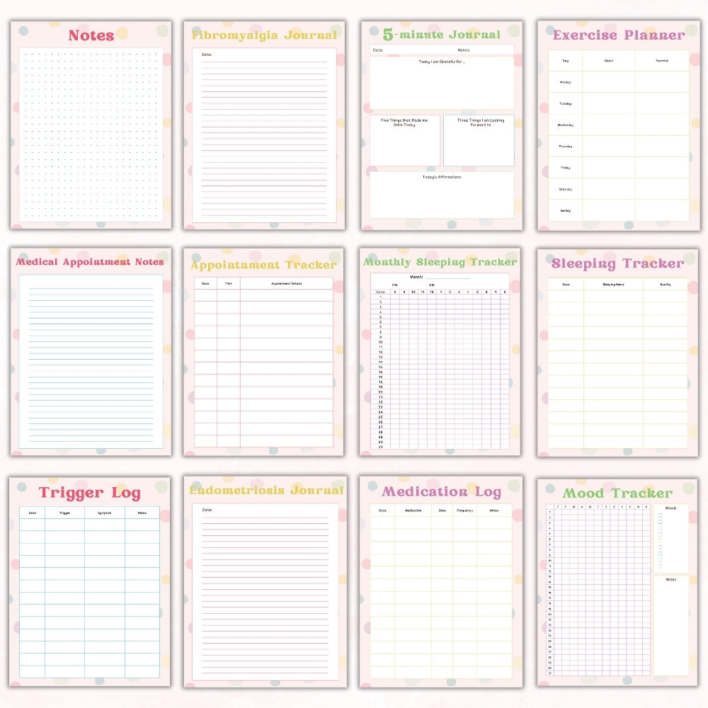 PLR Polka Dot Pain Management Tracker Journal | Journals for health tracking | My Store