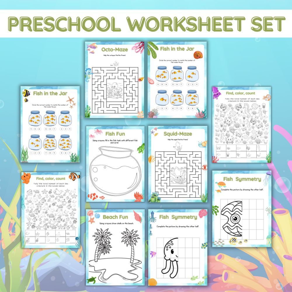 Preschool Worksheets Under the Sea – 50 Ocean Printables