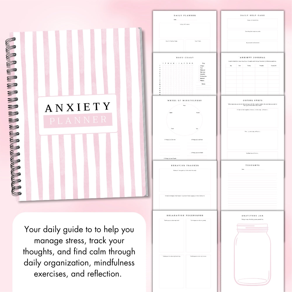 PLR Anxiety Planner | Printable & Editable Mental Health Templates