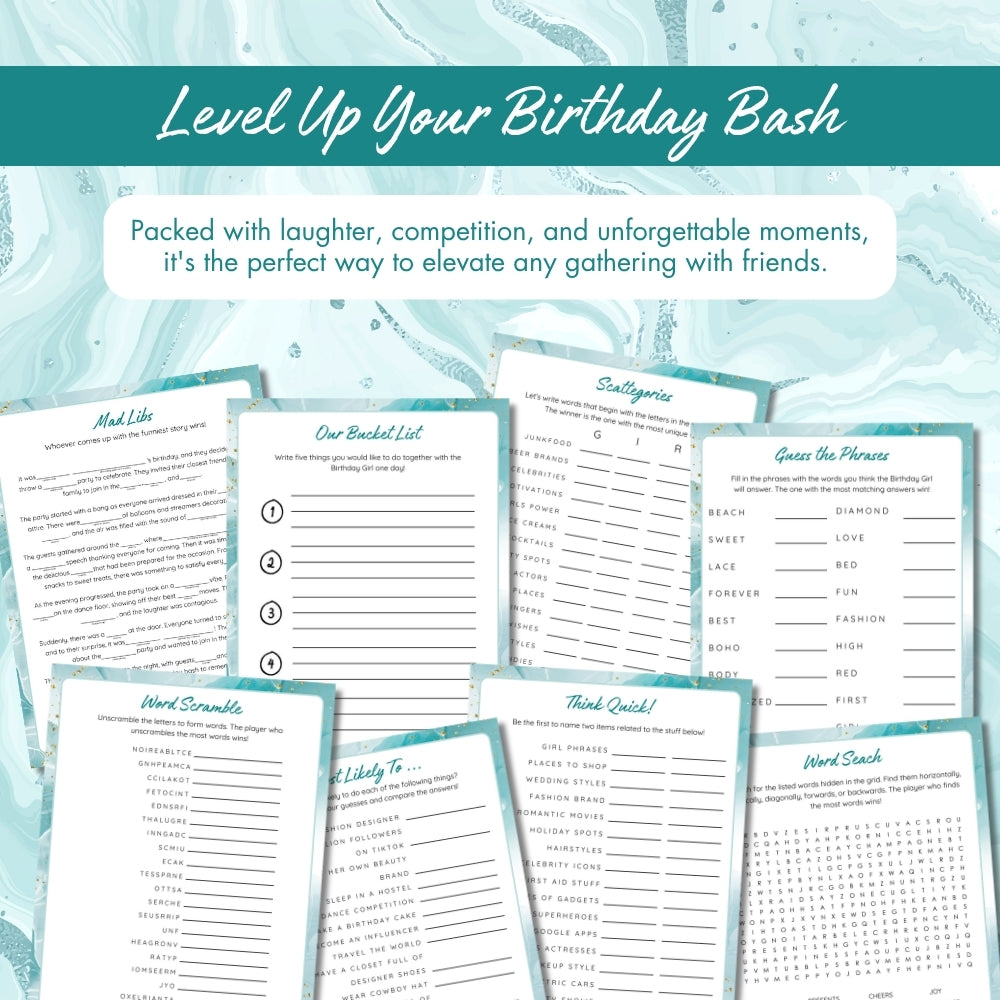 Printable Birthday Party Games for Adults – 43 Pages