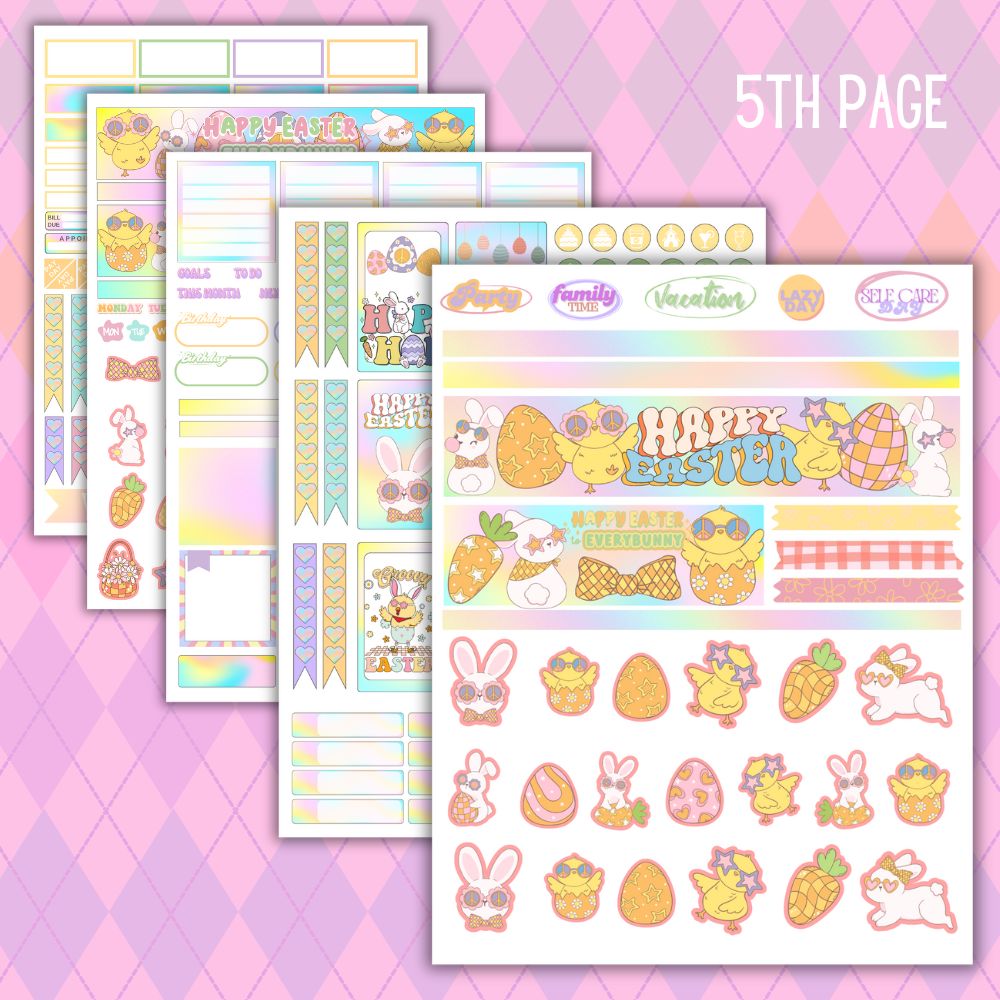 Easter Planner Stickers – 5 Printable Pages PDF