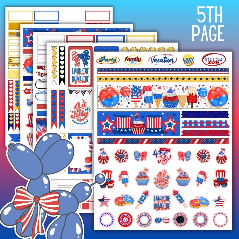 4th of July Planner Sticker Set – Festive Printables