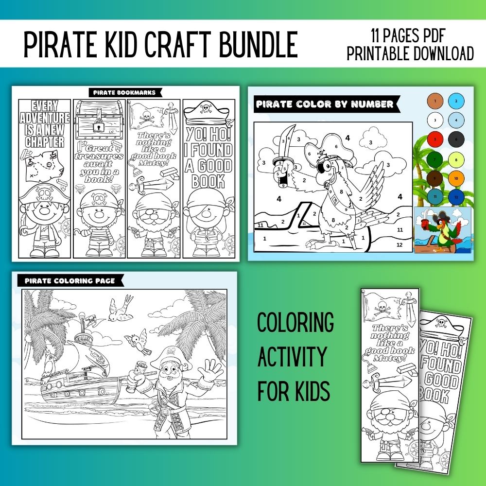 Pirate Kids Craft Bundle – 11 Printable Activities
