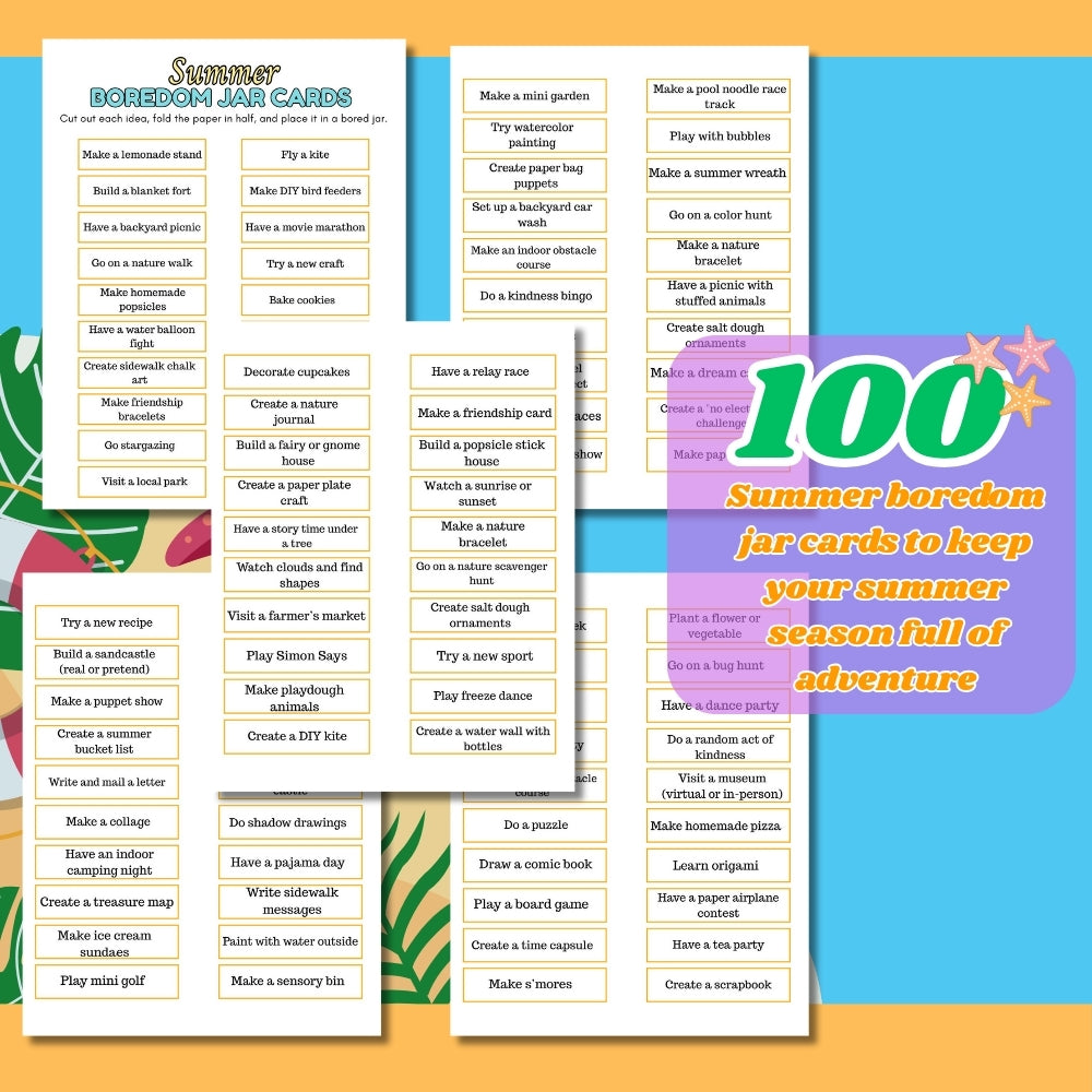 Summer Boredom Buster Pack – 34 Printable Activities