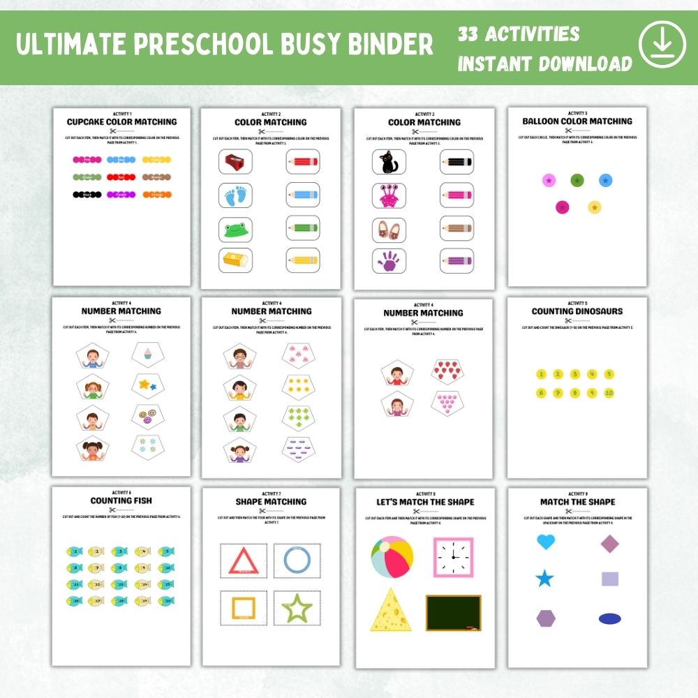 Ultimate Preschool Busy Binder – 33 Fun Learning Activities