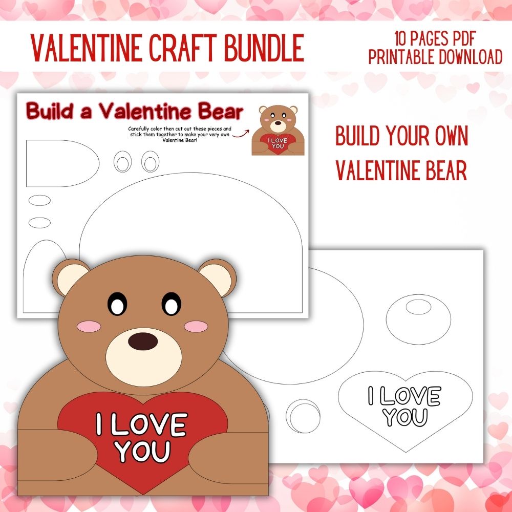 Valentine Kid Craft Bundle – 8 Fun Printable Activities