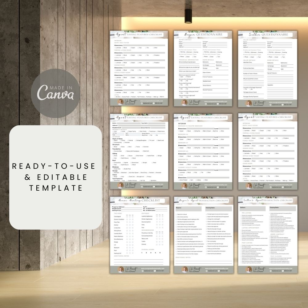 PLR Real Estate Planner Checklist | Editable Agent Organizer Templates