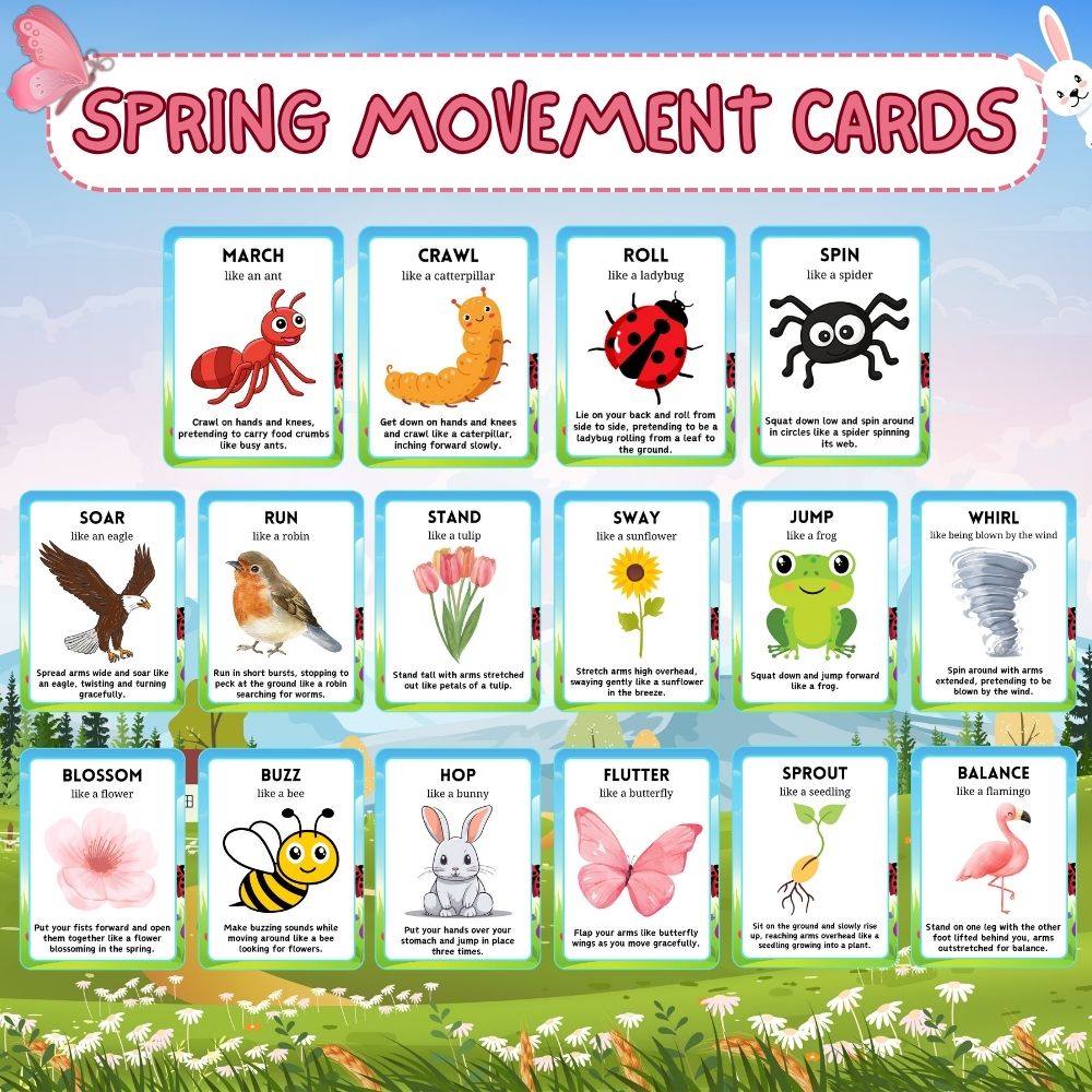 Spring Movement Cards Printable – 32 Fun Kids Activities
