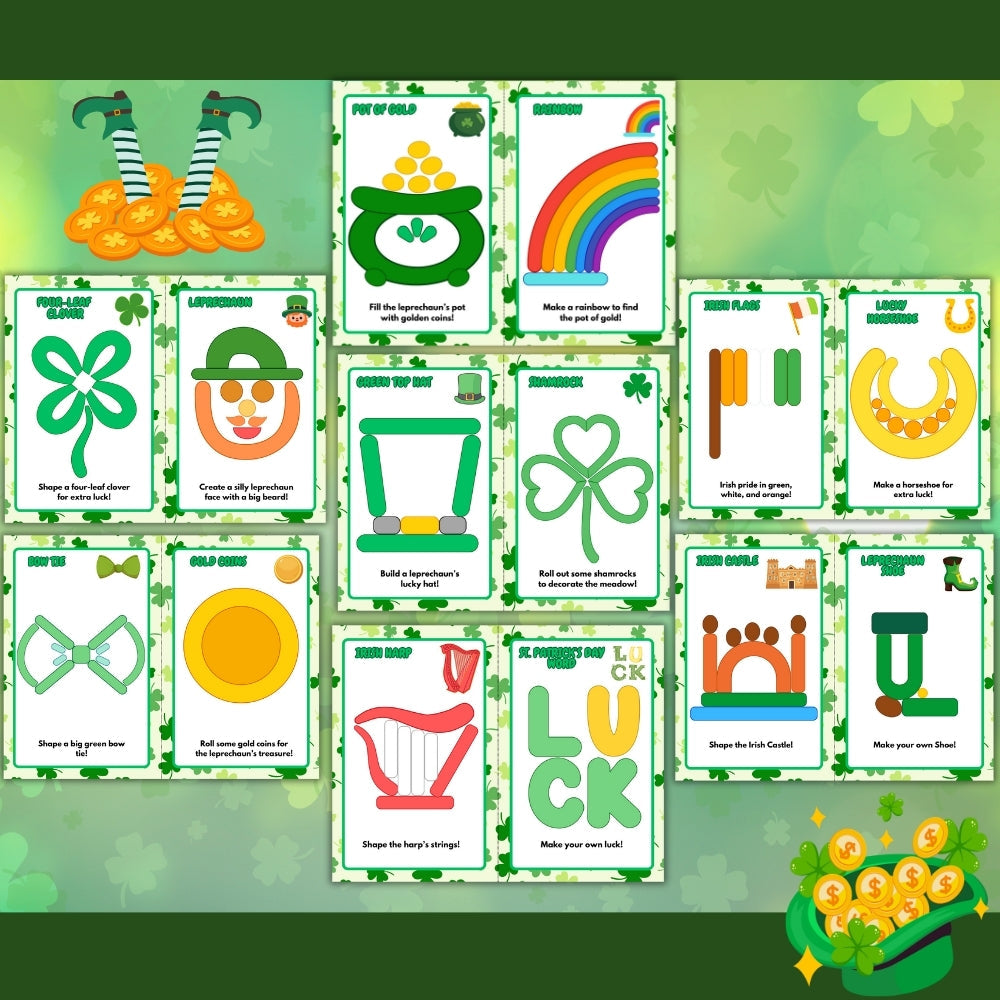 St. Patrick's Day Play Dough Mats – 14 Fun Designs