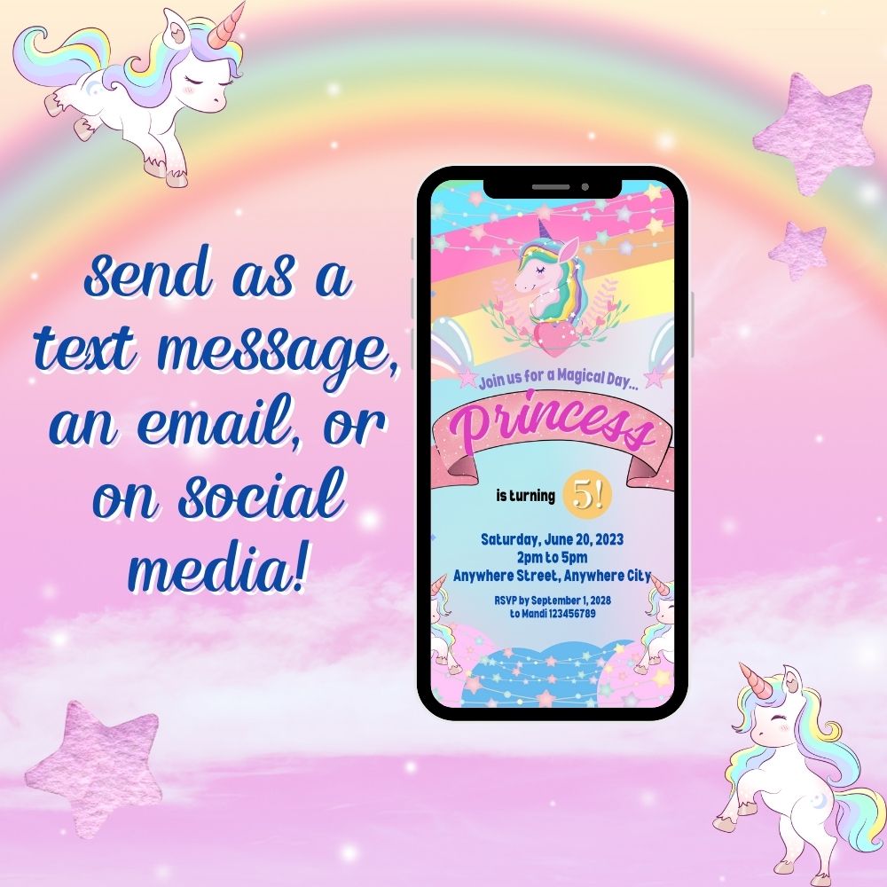 Colorful Unicorn Birthday Invitation