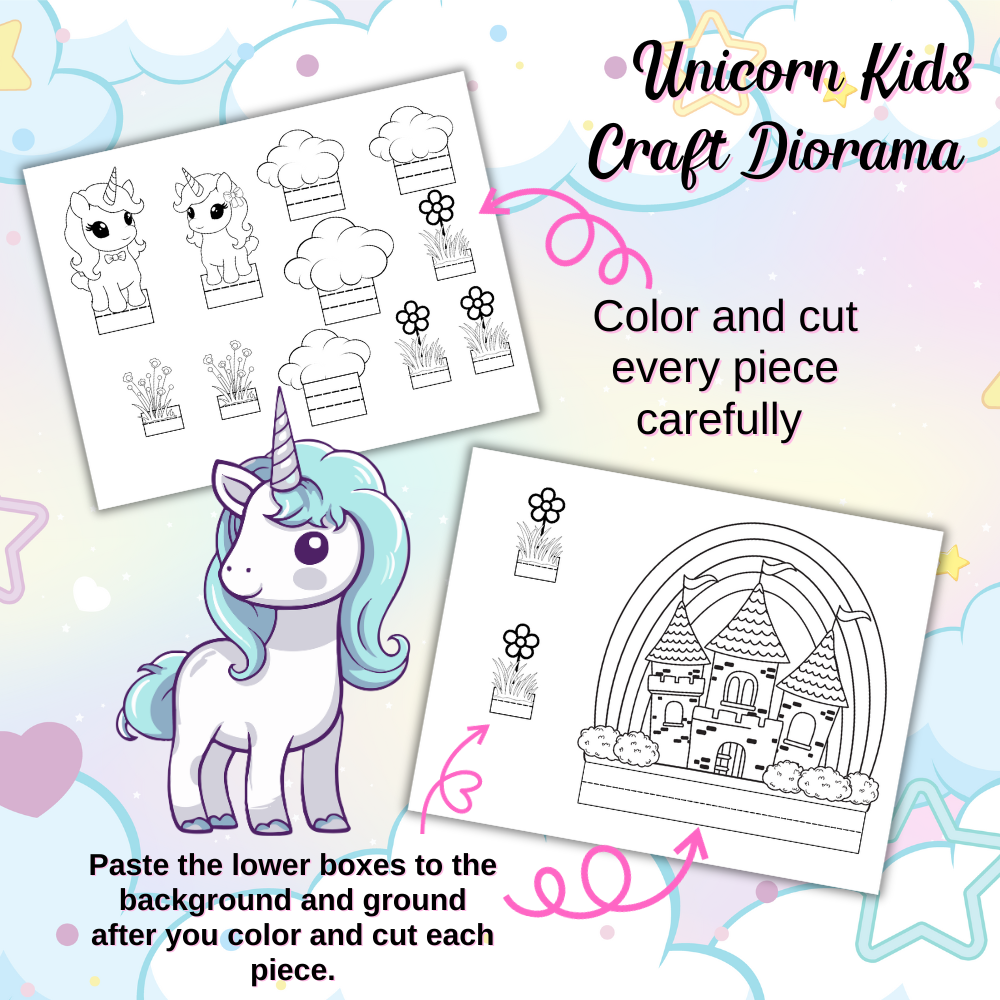 Unicorn Kids Craft Diorama – Magical Printable Set