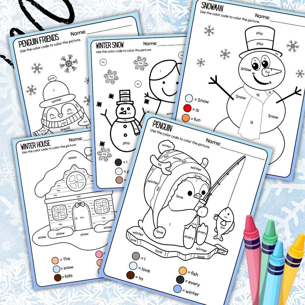 Winter Sight Words Coloring Pages – Fun Learning Printables