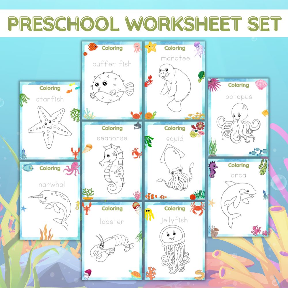 Preschool Worksheets Under the Sea – 50 Ocean Printables