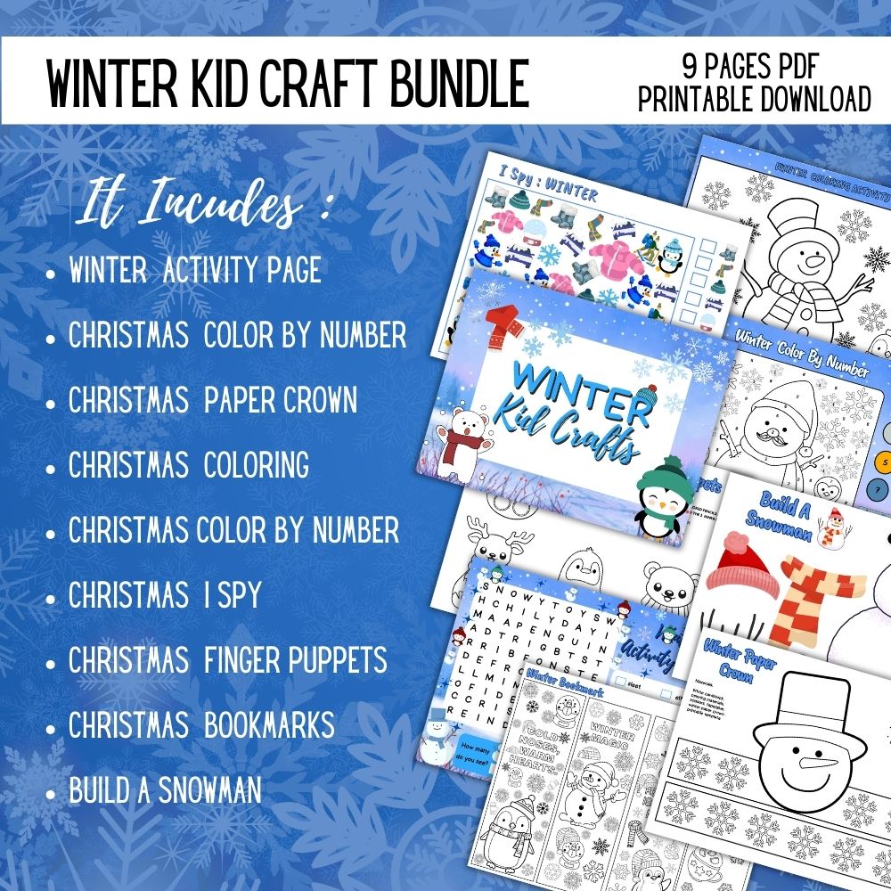 Winter Kids Craft Bundle – 9 Printable Activities