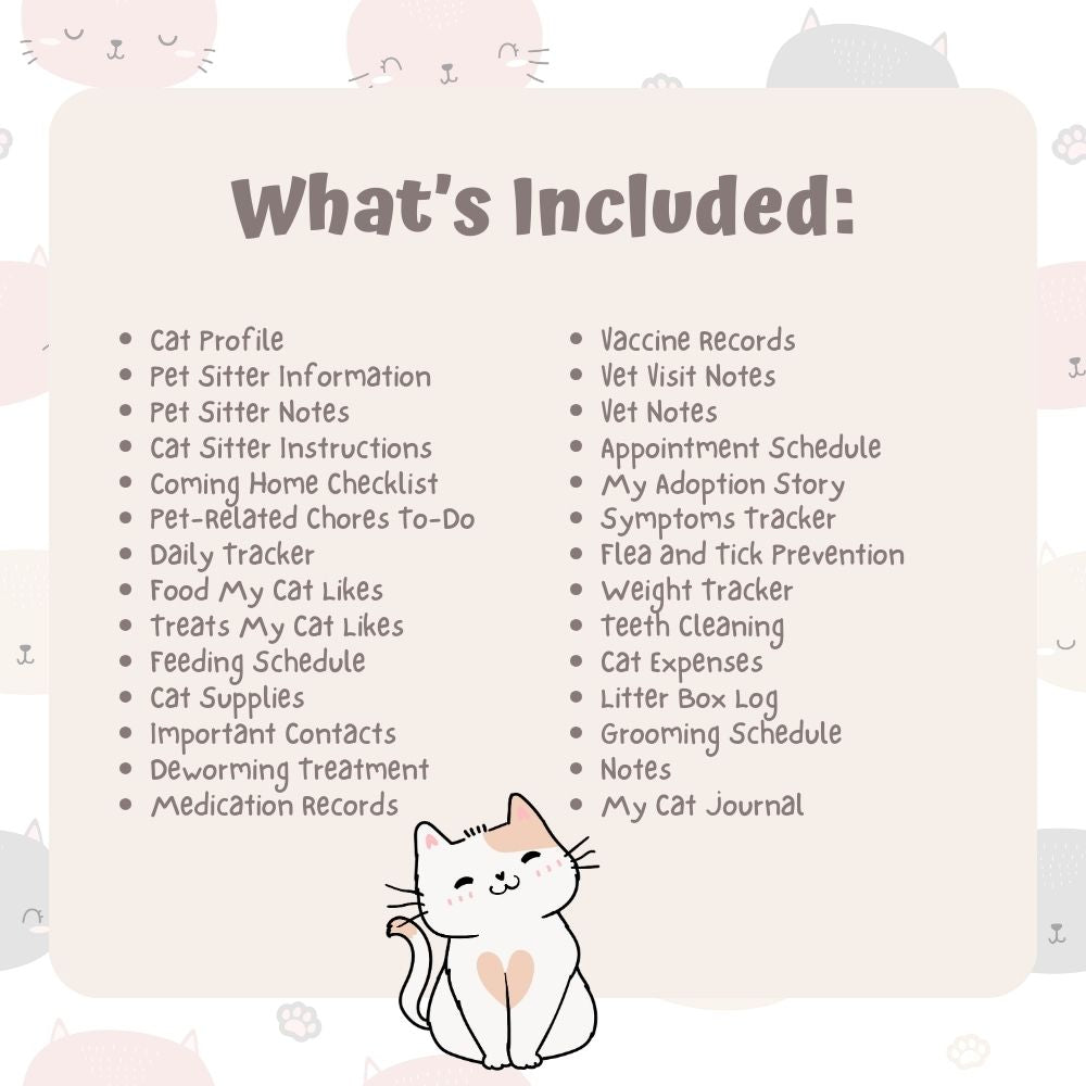 PLR Cat Care Planner | Editable Pet Care Organizer Templates