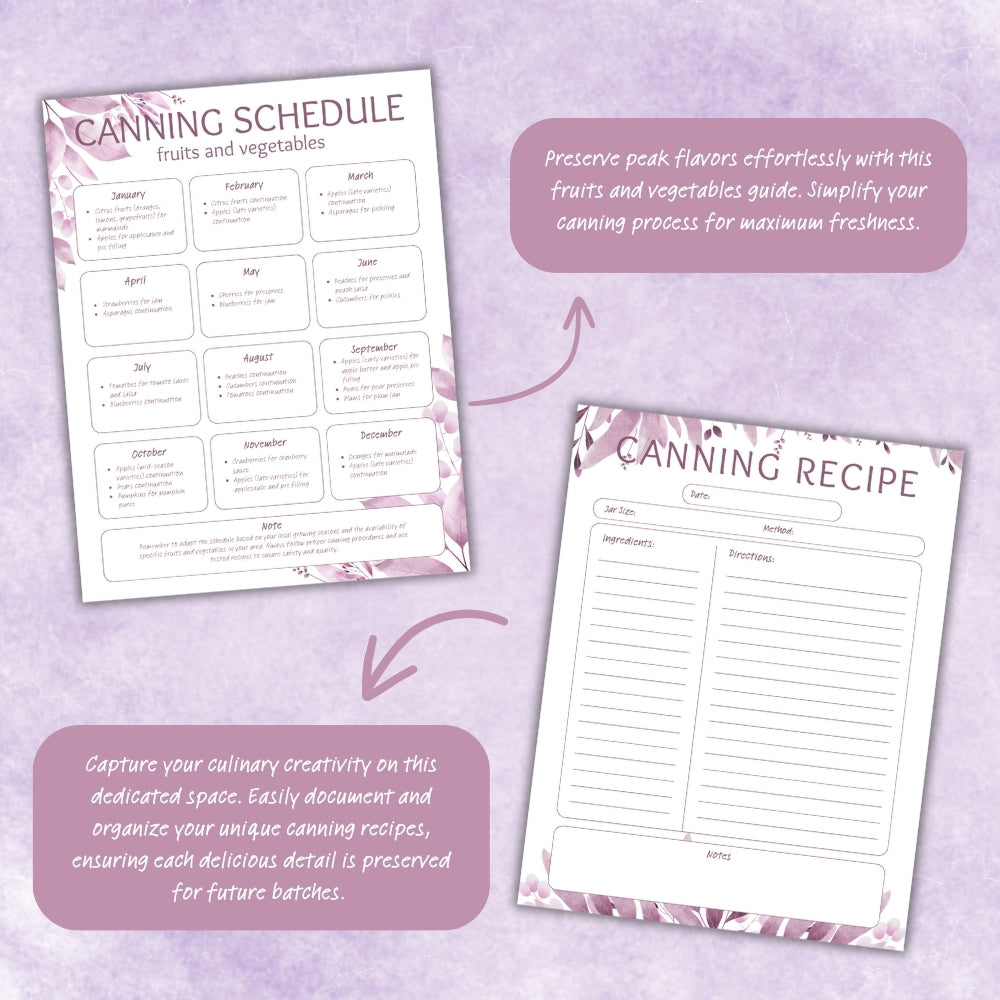 Purple Canning Planner – Organize, Track & Preserve with Style