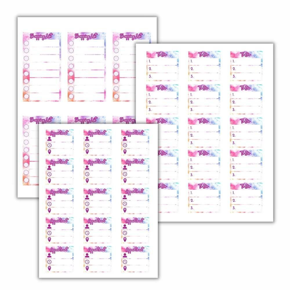 Pastel Tie Dye Planner Stickers – 19 Page Set
