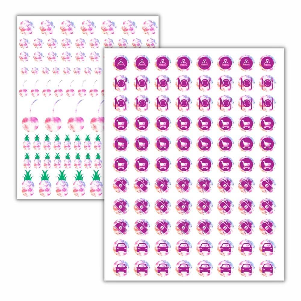 Pastel Tie Dye Planner Stickers – 19 Page Set